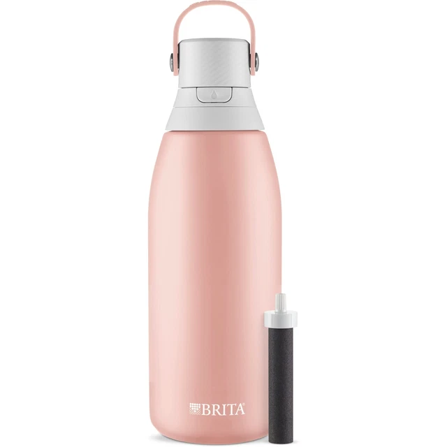 Brita Insulated Filtered Water Bottle with Straw Reusable Stainless Steel Met...