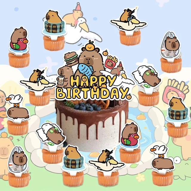 LATEX ALLES GUTE zum Geburtstag Capybara Banner Karikatur Kuchen Topper
