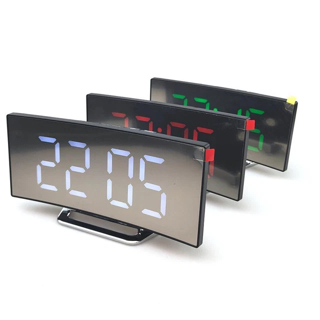 Digital Alarm Clocks Bedside Mains Powered, LED Clock Curved 5" with T4P0