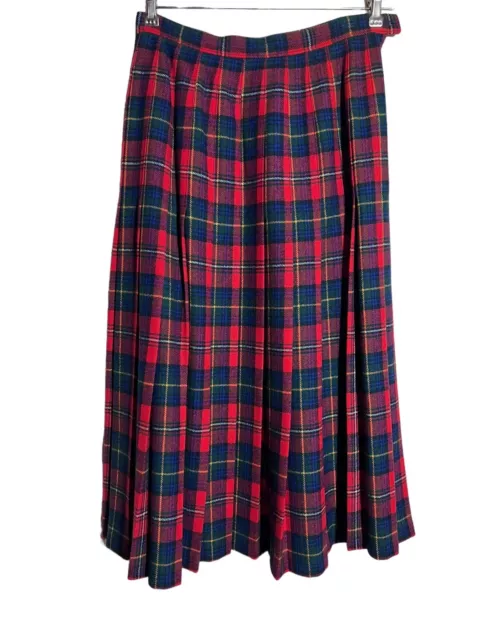 VTG Pendleton Woolen Mills Tartan Plaid Pleated Kilt Skirt Women's 8 Red & Blue