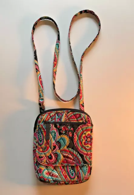 Vera Bradley Mini Hipster Crossbody Purse Bag PARISIAN PAISLEY Black Pink Aqua
