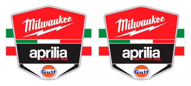 Milwaukee Aprilia Racing World Super Bike Team Aufkleber Stickers X2