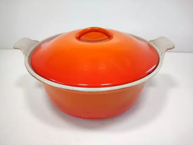 Le Creuset Casserole Dish Volcanic Orange France Size 24 Cast Iron Pot With Lid