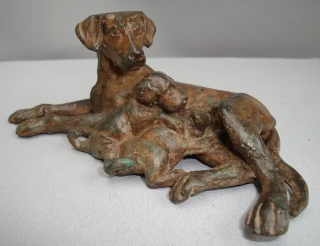 Signed Bronze Art Deco Style Art Nouveau Style Wildlife Dog Sculpture Statue