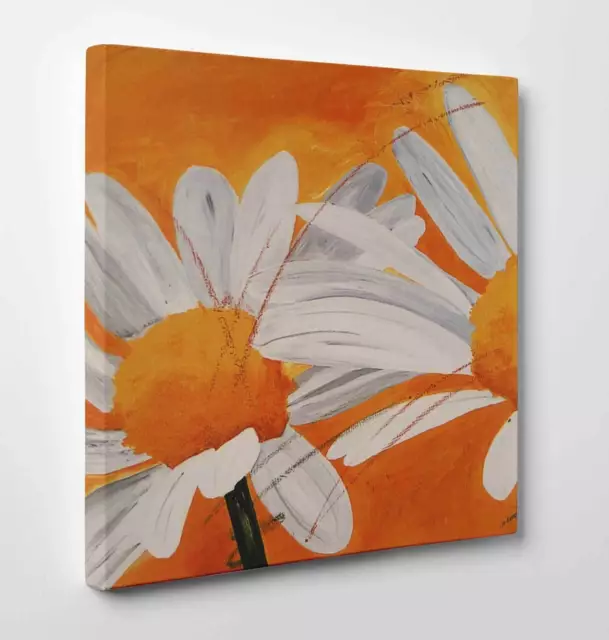 🌼 Quadro Moderno Fiori Margherite Stampa su Tela Canvas Vernice Pennellate 🎁