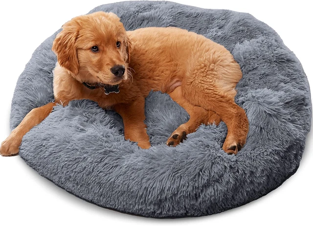 Plush Calming Dog Bed, Donut Dog Bed for Small Dogs, Medium & Large, anti Anxiet