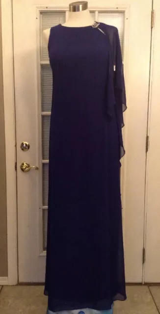 Scarlett Womens 6 Tall Formal Evening Gown Dress 1-Sleeve Purple Blue Bella NWT