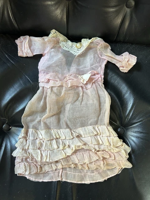 RAVISSANTE TENUE DE Poupée Ancienne, Robe Jupons & Tablier Avec Dentelle & Tulle EUR 25,00