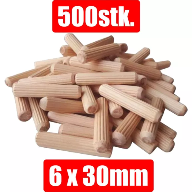 Riffeldübel Holzdübel Dübel Buche Möbeldübel Ø 6mm x 30mm 500stk.