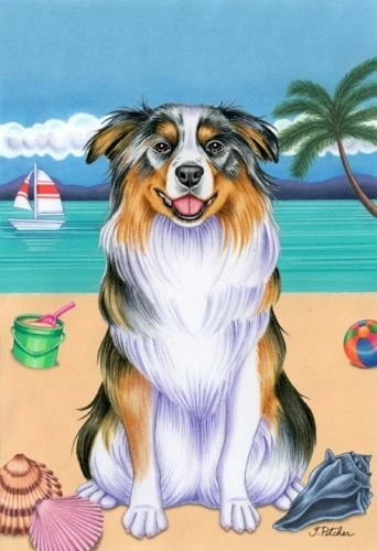 Beach Garden Flag - Australian Shepherd 690741
