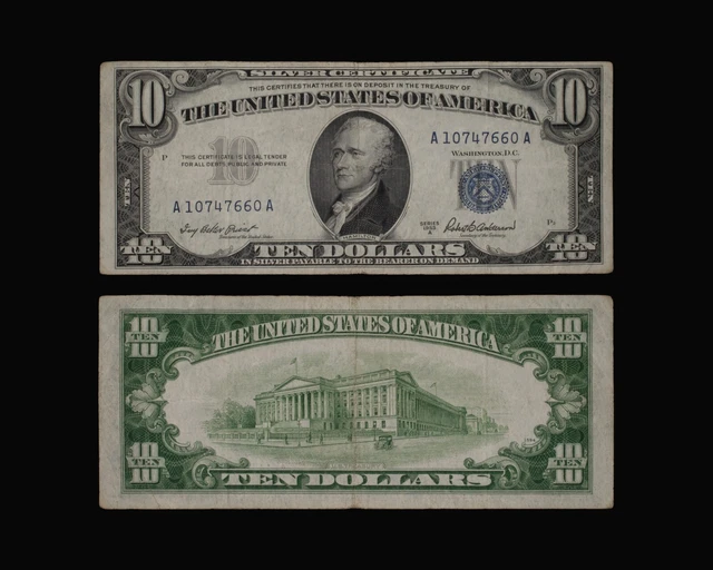 1953-A $10 Silver Certificate VF condition Fr. 1707 US Currency Tough Series