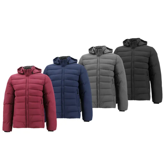 Men’s Microfiber Insulated Heavyweight Quilted Puffer Jacket With Removable Hood