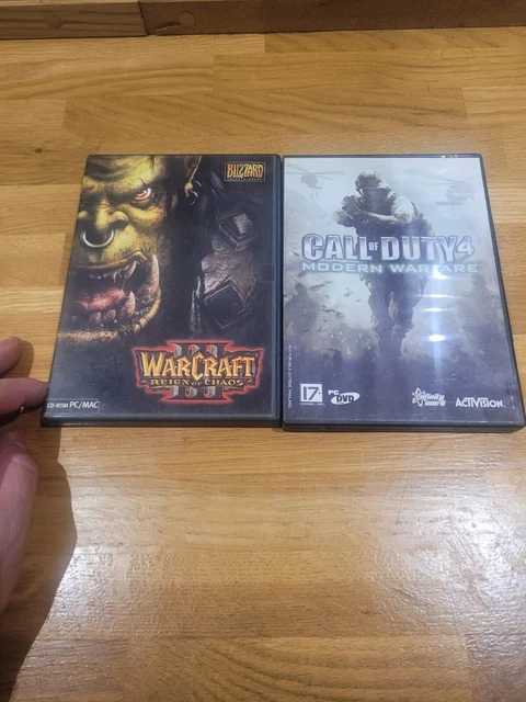 Lot De 2 Jeux PC – WARCRAFT 3 + CALL OF DUTY 4, En Bon état Avec Boîtiers Et Instructions