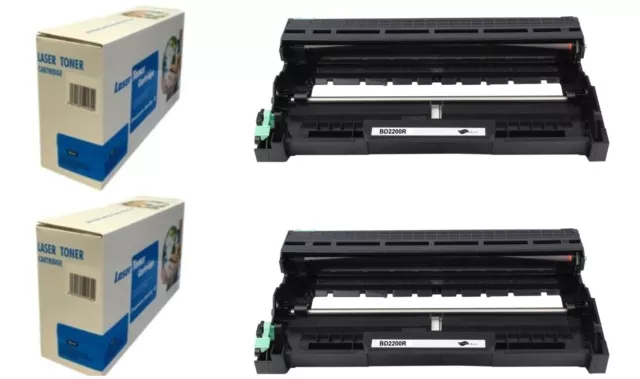 Drum fits Brother DCP-7055W Printer Laser Unit DR2200 Compatible Black 2 Pack