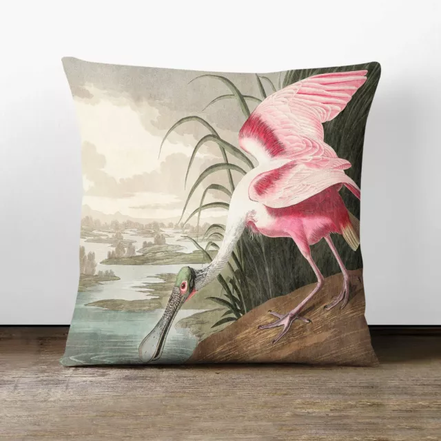 Plump Cushion Roseate Spoonbill Bird John James Audubon Scatter Throw Pillow