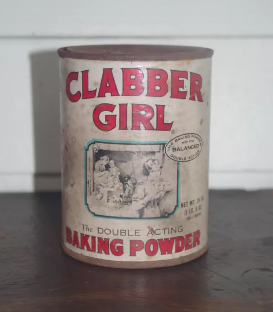 Old Rusty Vintage Clabber Girl Baking Powder Tin Can ~ Empty Can ~ 5" tall