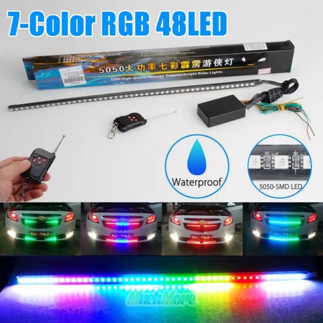 7-Color RGB 48LED Light Night Rider Strip Scanner Strobe Flash Lamp Bar 22 inch