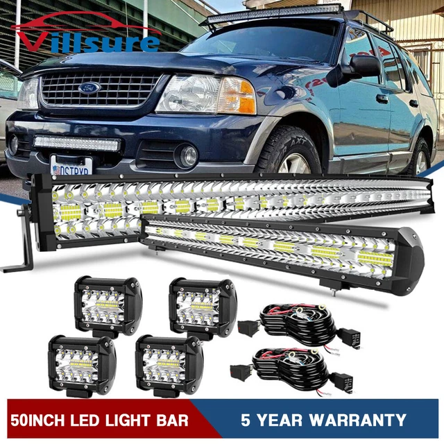 50/20Inch Triple Row LED Light Bar Combo + 4x4" CUBE PODS OFFROAD SUV For Ford