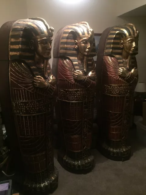 EGYPTIAN SARCOPHAGUS CD/DVD CABINETs BOOKSHELF TUTANKHAMUN 6FT LIFE SIZE Each
