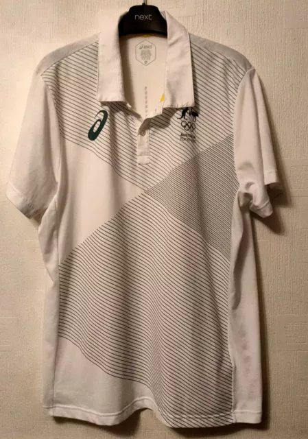Team Australia White Green Olympic Games Polo Shirt Tokyo 2020 Olympics Asics Xl