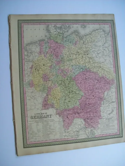 Antique 1854 MITCHELL A NEW MAP OF GERMANY #52 old