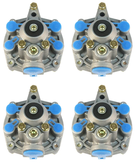 SET OF 4 RE6 Emergency Relay Valve Dual function Replaces Bendix