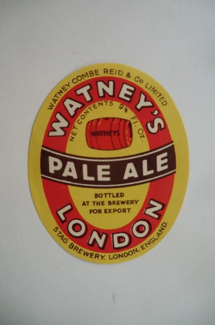MINT WATNEY COMBE REID LONDON PALE ALE 9 1/2 fl oz  BREWERY BEER BOTTLE LABEL