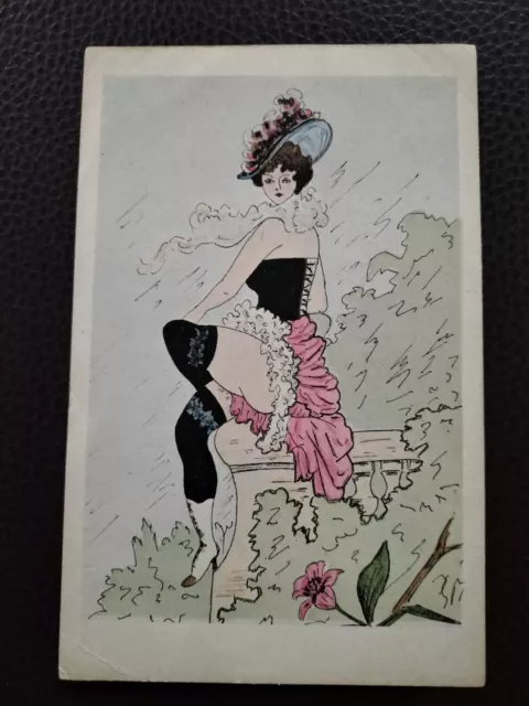 CPA Illustrateur ?, Mode, Chapeau, Femme Art déco, Art nouveau