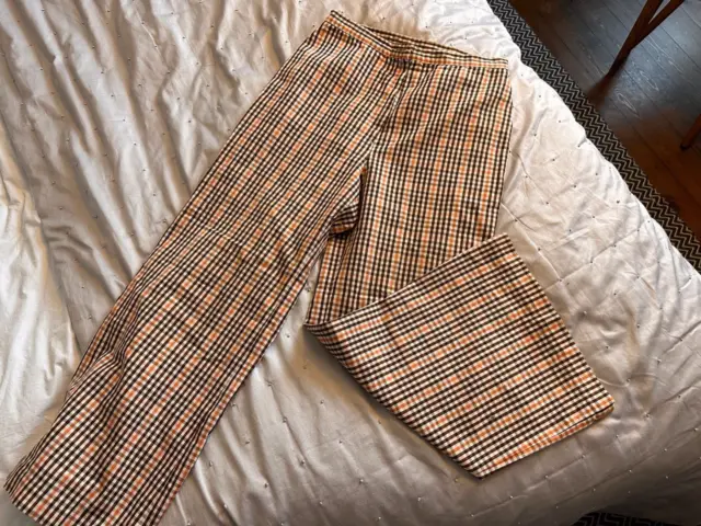 Vintage 1970s ladies Checked cotton St. Micheal wide legged trousers, 14