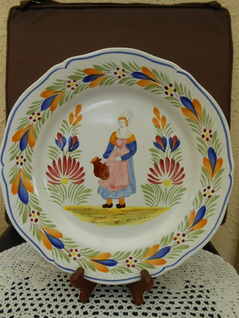 Ancienne Assiette En Faïence "Hubaudiere Bousquet" Hb Quimper (F6 N°36) Exc Etat