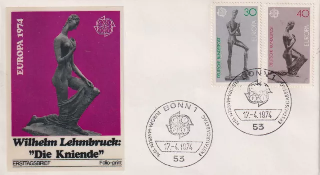 BRD FDC MiNr 804-805 (4a) "Europa (CEPT) 1974": Skulpturen-Bildhauer-Kunst-