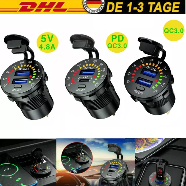 Auto Dual USB Ladegerät Buchse Einbau KFZ Zigarettenanzünder Steckdose 12V Volt