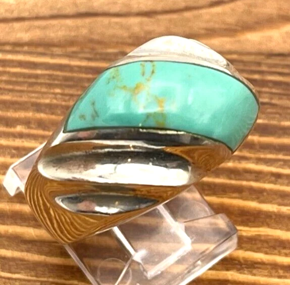 Turquoise Taxco Mens Heavy Sterling Silver 925 Ring 18g Sz. 10 BBM069