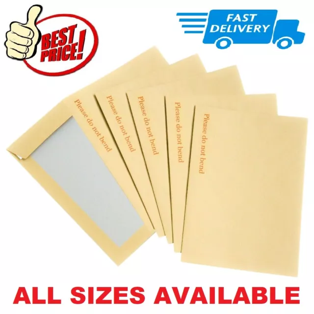 Hard Card Board Back Backed Please Do Not Bend Envelopes Manilla Brown A4 A5 A6