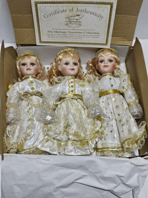 NEW (NIB) Heritage Signature Collection Angel Dolls  #80050 Set Of 3 W/ COA 2