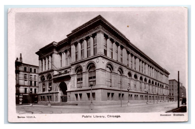 Postcard Public Library, Chicago, Illinois IL 1908 RPPC J5