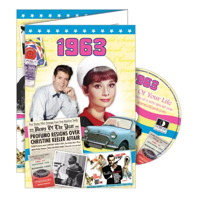 1963 DELUXE GEBURTSTAGSKARTE mit DVD des Jahres. 59. Geburtstag. Grußkarte