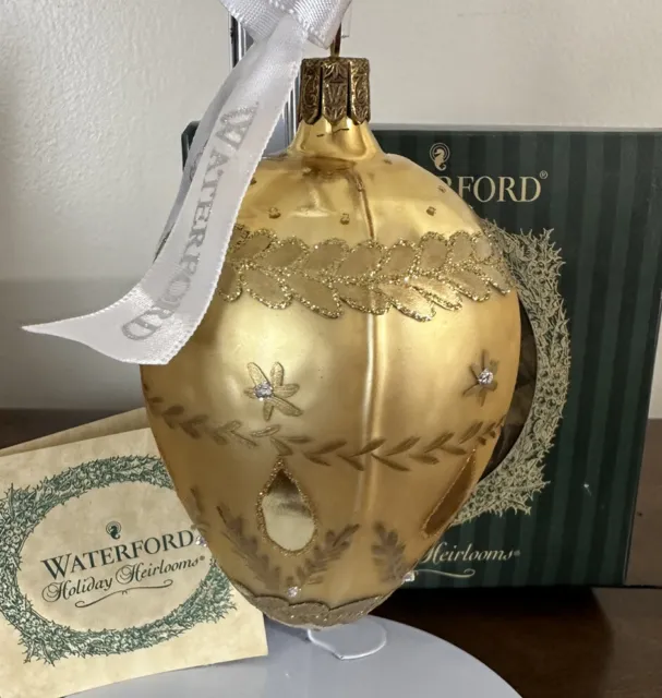 Waterford Crystal Holiday Heirlooms Charlemont Gold Egg Ornament 4"