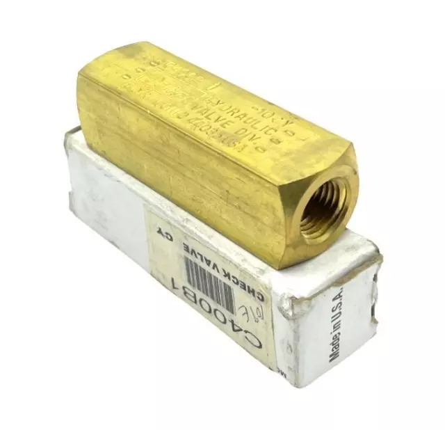 Parker C400B1 Colorflow Inline Hydraulic Brass Check Valve 1/4" NPT 2000 PSI Max