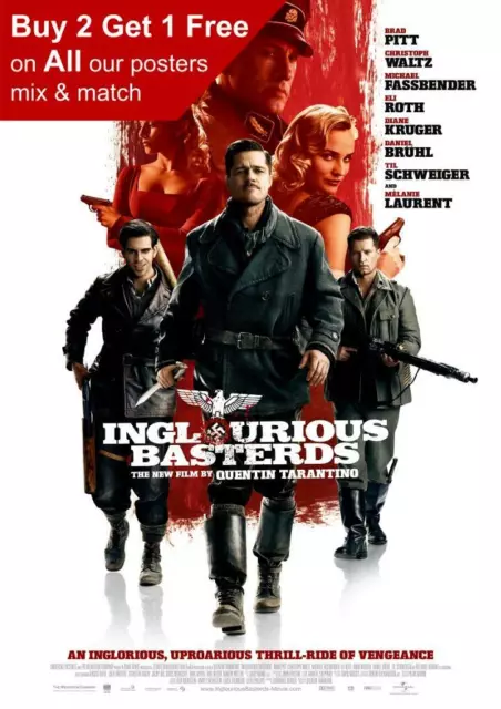 Inglourious Basterds 2009 Movie Poster A5 A4 A3 A2 A1