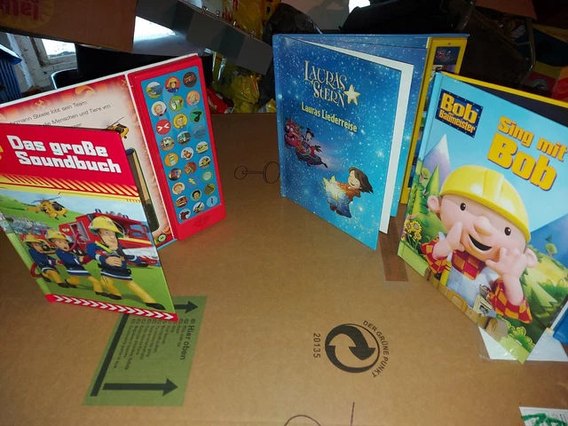 3 x Motorik Bücher zum Drücken Lauras Stern,Feuerwehrmann Sam,Bob der Baumeister