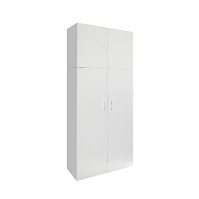 Armario de baño mueble de madera blanca con puertas y estantes 80x182,5x37 cm
