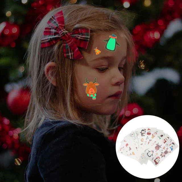 10 Sheets Leuchtende Abziehbilder Tattoo-Sticker Temporary Tattoos Weihnachten