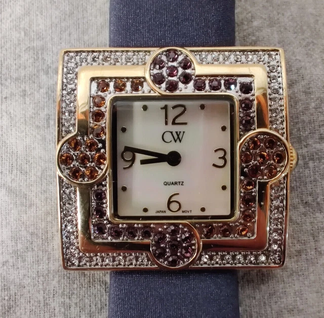 Charles Winston Square Mother of Pearl Dial Ladies Watch with Satin Band