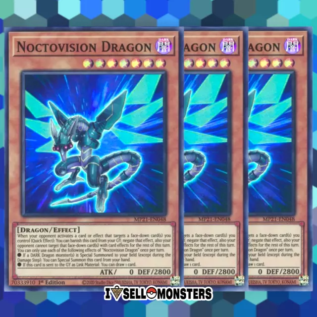 Yu-gi-oh! TCG 3x Noctovision Dragon MP21-EN048 x3 SUPER YUGIOH! DARK SET NM