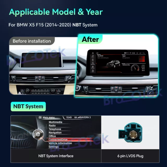 12.3" Android 13 Car Stereo CarPlay GPS Sat Nav 4G DAB For BMW X5 F15 X6 F16 NBT 2
