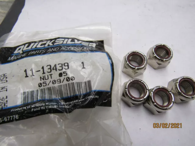 5 New Oem Quicksilver  Mercury Mariner Locking Nuts 11-13439