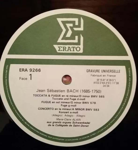 J.S. Bach* - Marie-Claire Alain - Toccata LP Album Gat Vinyl Scha 3