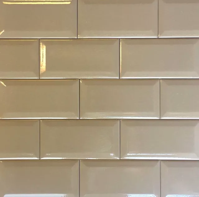 3X6 Light Brown Crackled Beveled Subway Ceramic Tile Backsplash Décor Kitchen