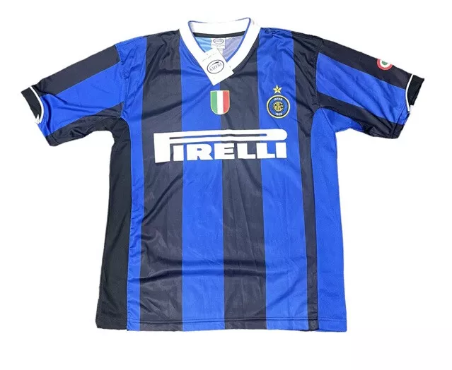 Inter Milan Black Blue Stripe Adriano #10 Futbol Soccer Jersey Size 44 NEW